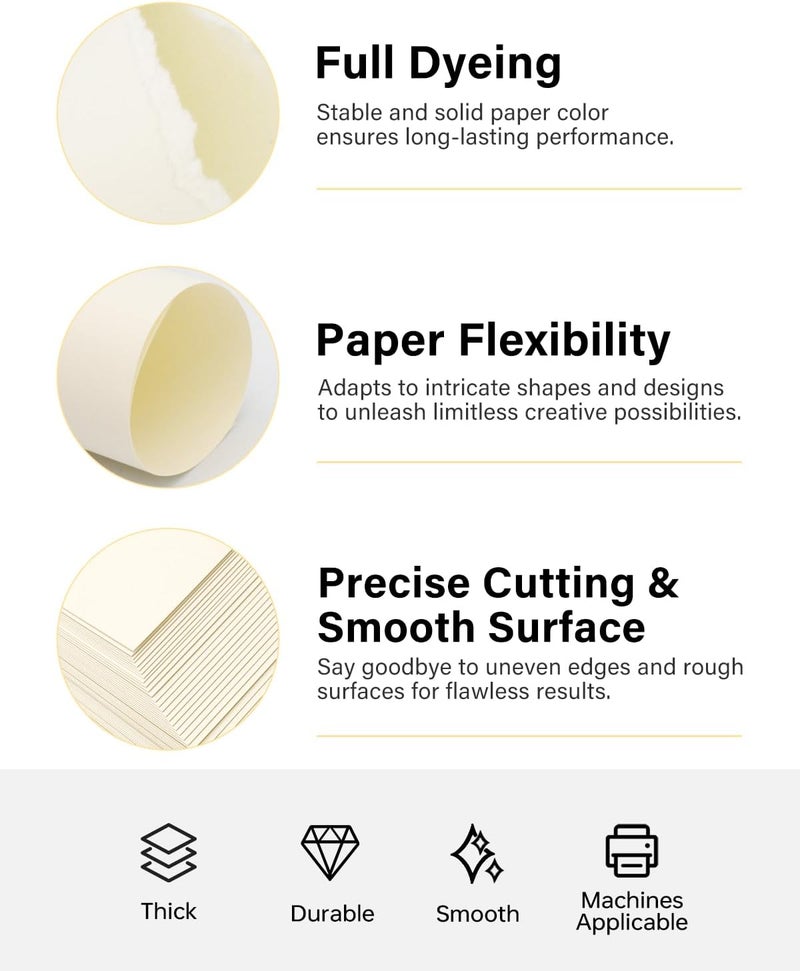 ALEWAPO Cream Cardstock 8.5 x 11, 40 Sheets, Ivory Cardstock, Beige cardstock, ThickPaper 75 LB/200 GSM, for School & Office Supplies, Art, Watercolo, Craft, Drawing, Invitations, Menus, DIY Cards - Image 4
